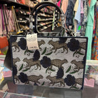 Furla Opportunity Jacquard East-West Bag Bolue & Beige Floral Leopard