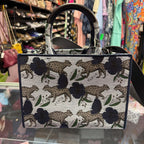 Furla Opportunity Jacquard East-West Bag Bolue & Beige Floral Leopard