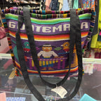 Unknown Guatemalan VTG Handcrafted Woven Marimba Player & Quetzal Birds Padded Zip Close Tote