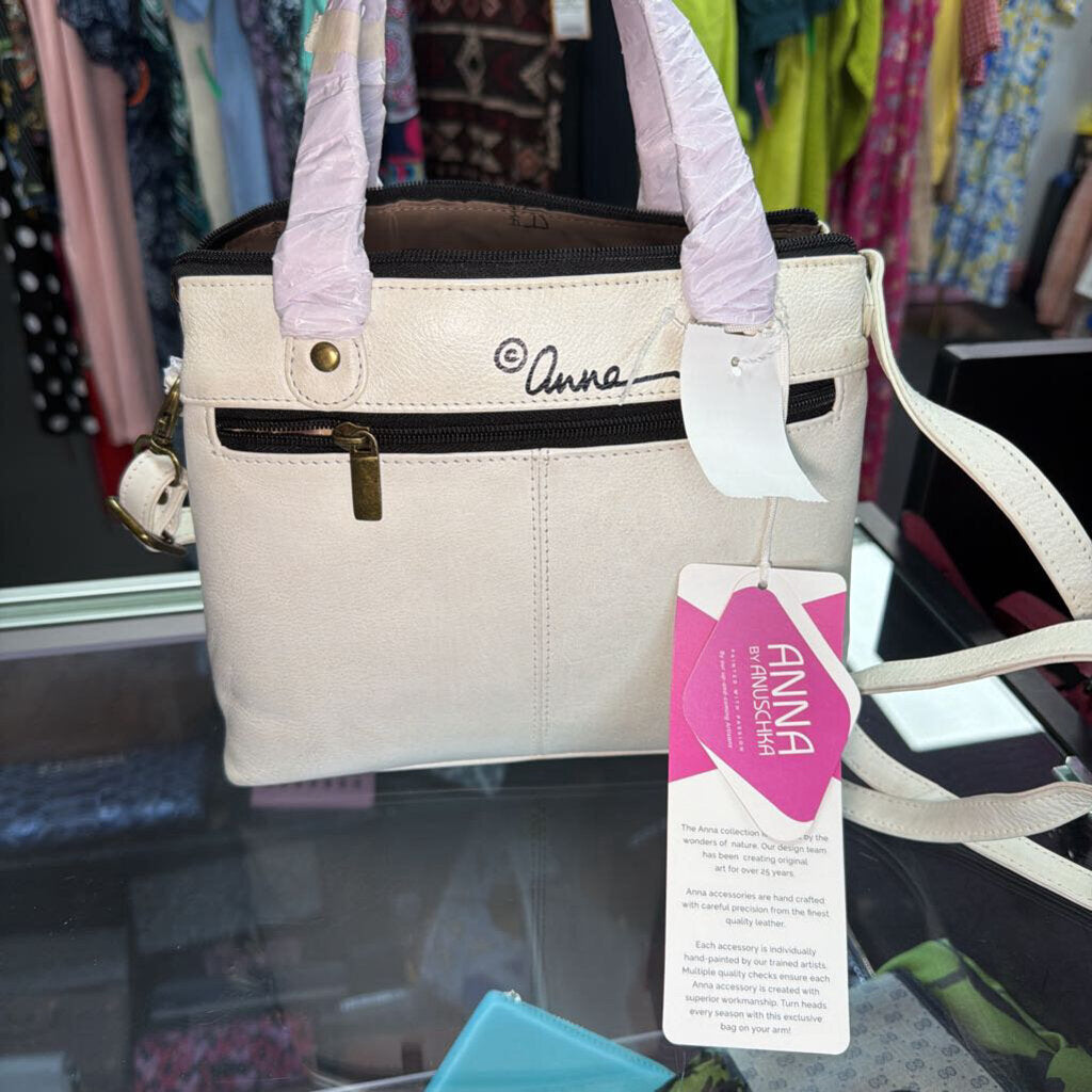 Anuschka NWT Satchel Moonlit Peonies Ivory Pattern