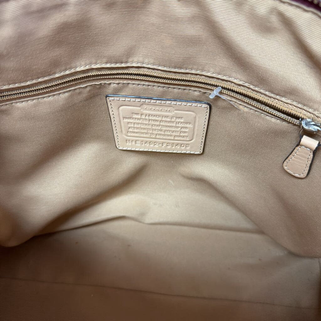 Coach Peyton Nancy Satchel Saffiano Leather silver