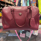 Coach Peyton Nancy Satchel Saffiano Leather silver