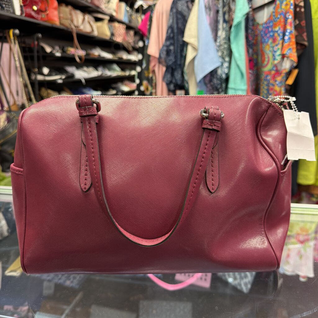 Coach Peyton Nancy Satchel Saffiano Leather silver