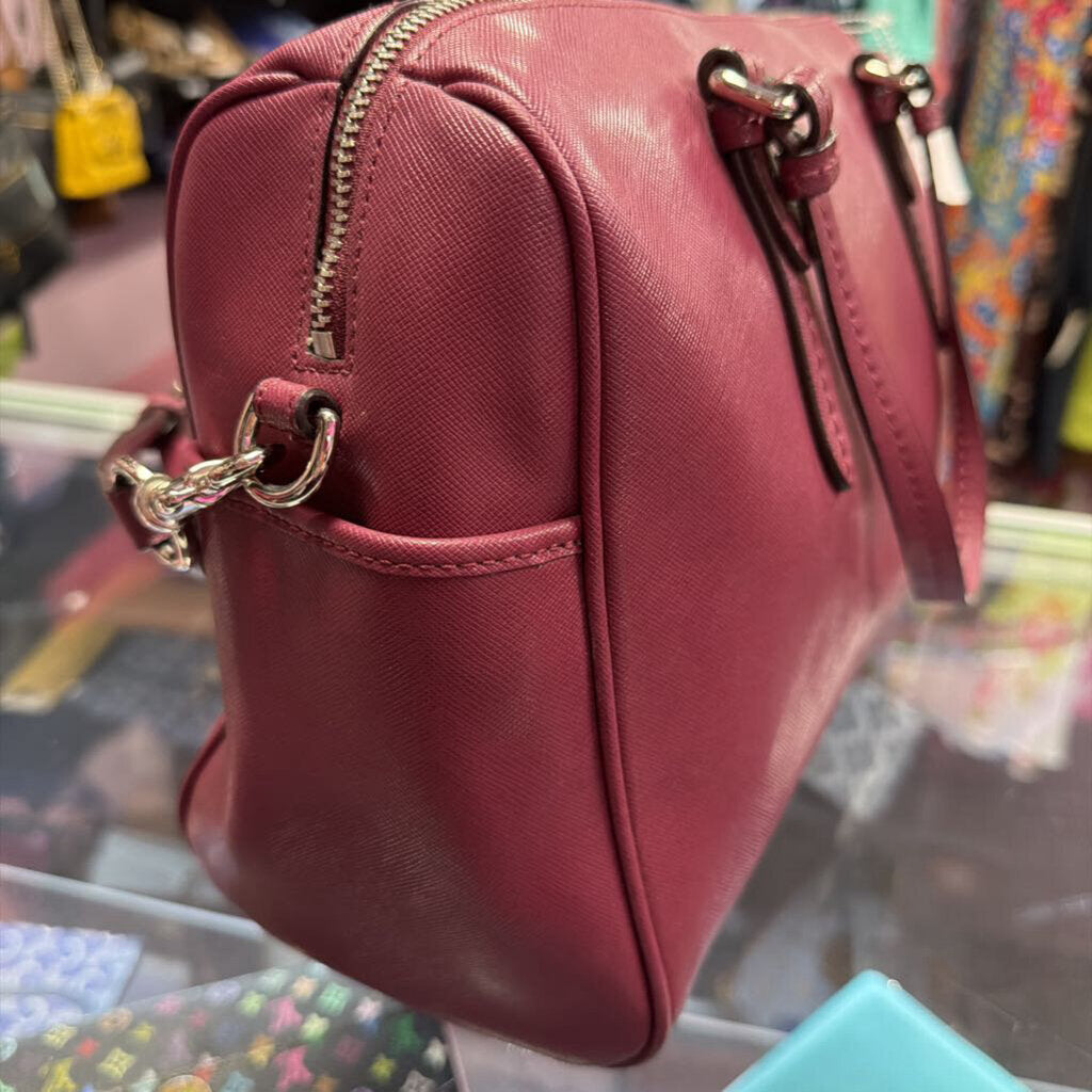 Coach Peyton Nancy Satchel Saffiano Leather silver