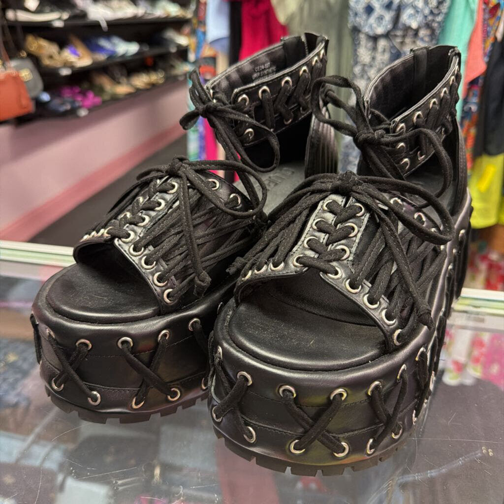 7M Club Exx Rude Awakening Platform Lace Up Grommet Sandal