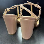 6.5 Nine West Pointed Patent Ankle Strap Block Heel