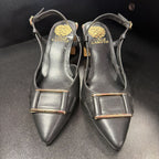 7 Vince Camuto Pointed Buckle Ankle Strap Block Heel