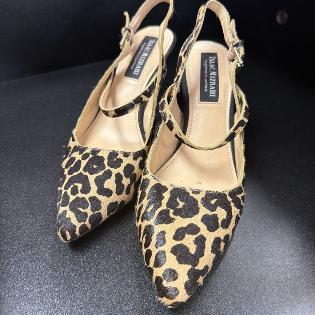 6.5 Isaac Mizrahi Pointed Calf Hair Ankle Strap Heel