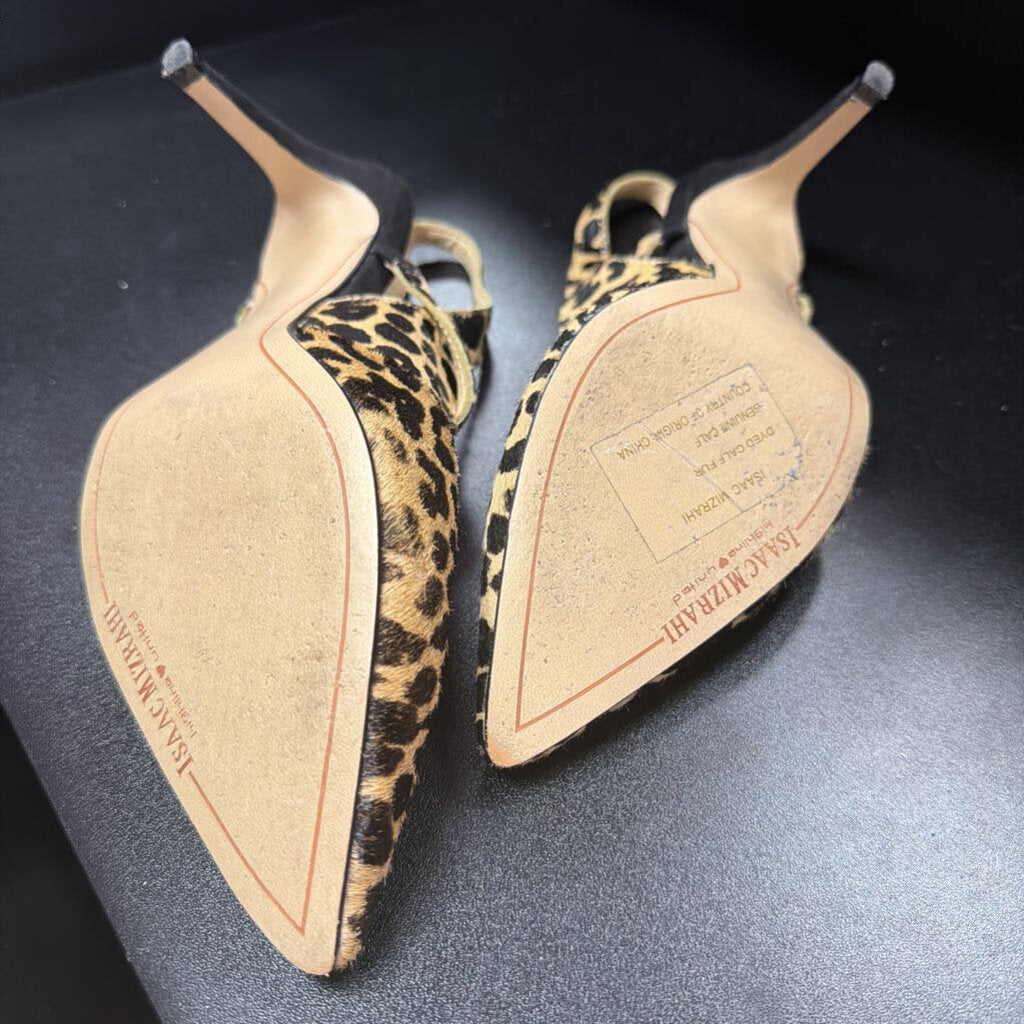 6.5 Isaac Mizrahi Pointed Calf Hair Ankle Strap Heel