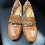 9.5 Antonio Melani Chain Loafer Wooden Heel