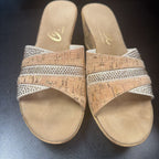 10 Onex Cork Wedge Rhinestone Detail Slide On Sandal