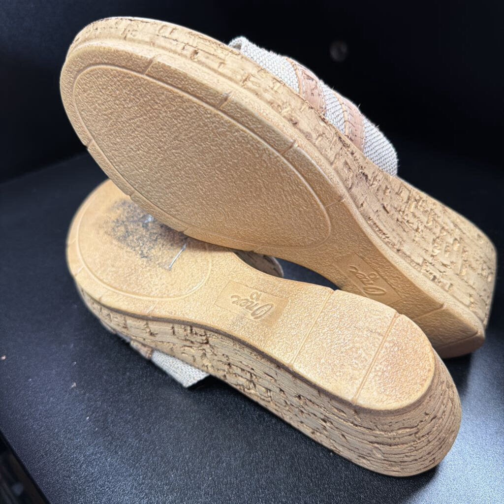 10 Onex Cork Wedge Rhinestone Detail Slide On Sandal
