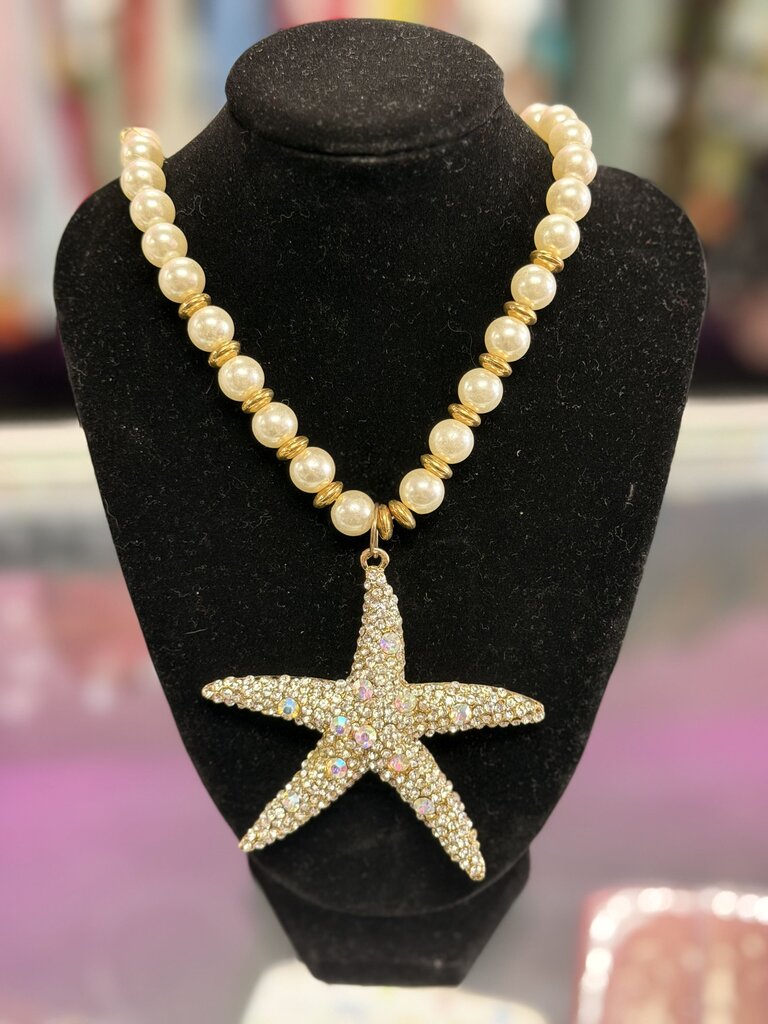 Betsey Johnson Starfish Pearl Strand Necklace