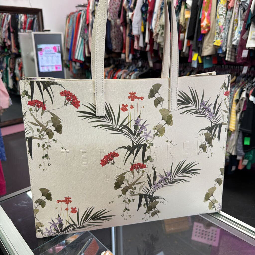 Ted Baker Icon Tote Bag Botanical Print White Background