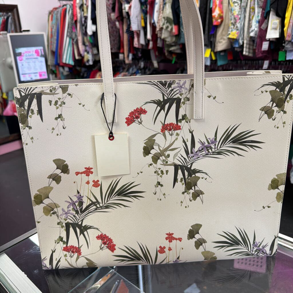 Ted Baker Icon Tote Bag Botanical Print White Background