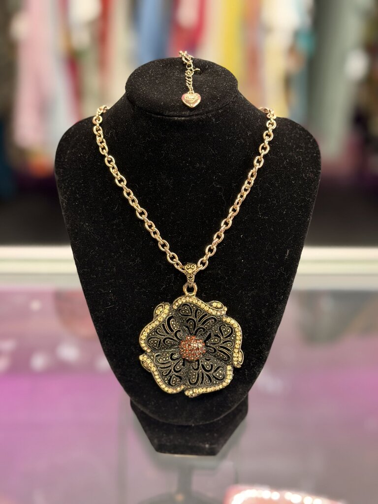 Betsey Johnson Statement Flower Necklace Long Chain