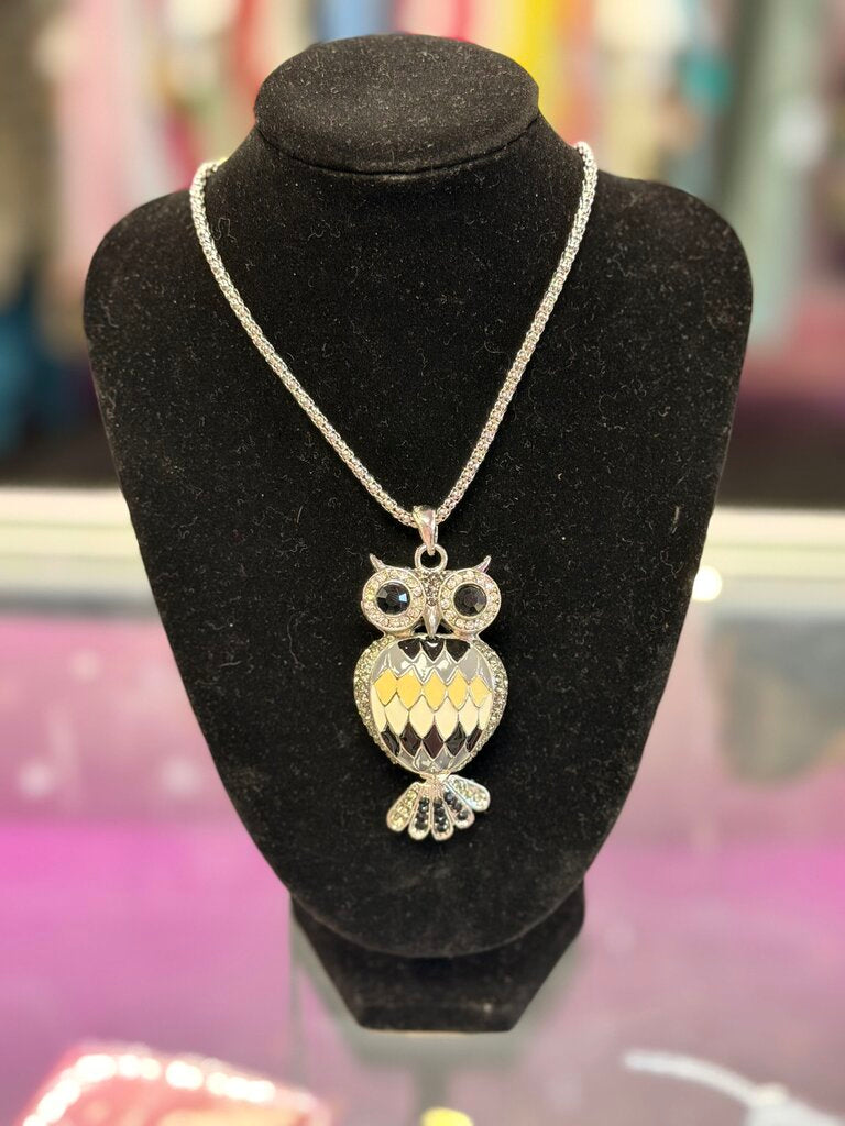 Betsey Johnson Enamel Gem Owl Long Necklace