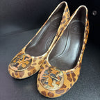 11 Tory Burch Leopard Print Pony Hair Logo Wedge