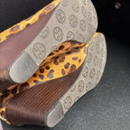 11 Tory Burch Leopard Print Pony Hair Logo Wedge