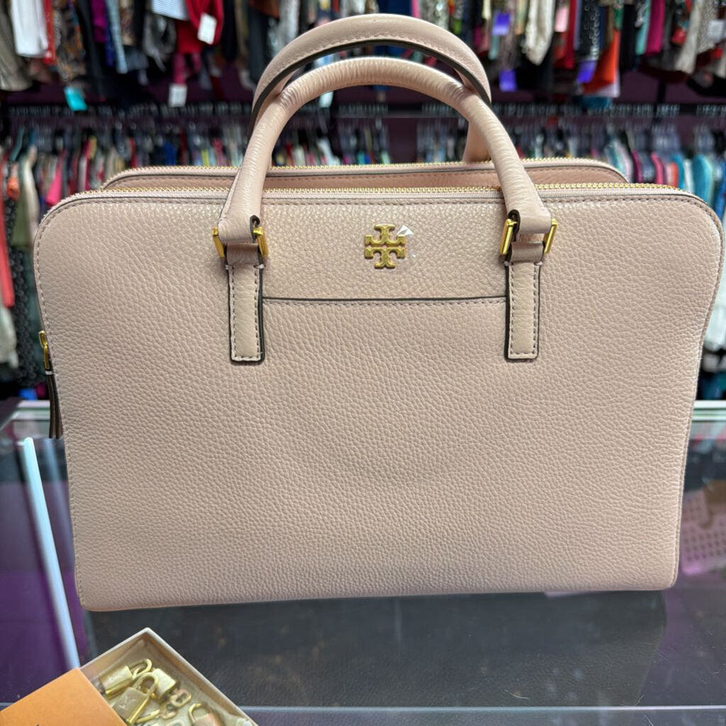 Tory Burch Georgia Double Zip Satchel Light Pink SOLD OUT Retail $558 Strap Indention noted