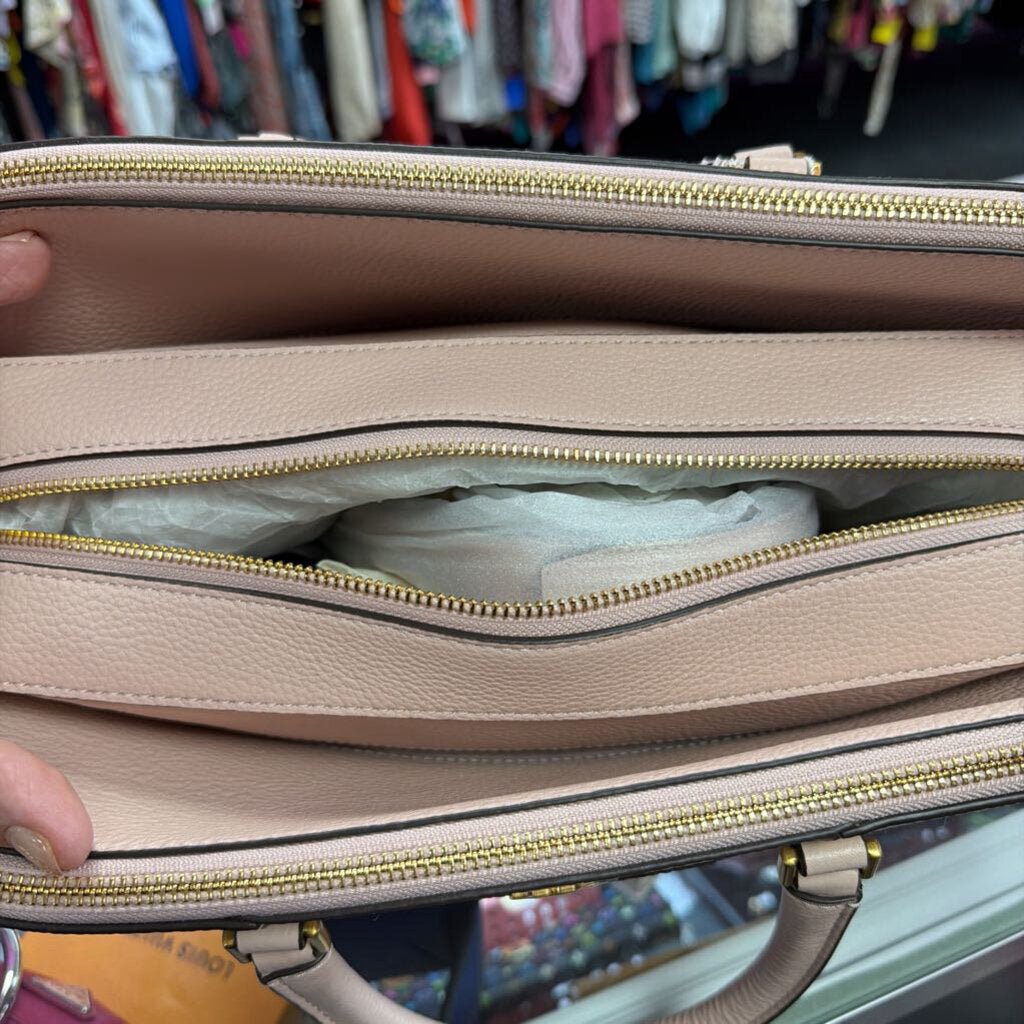 Tory Burch Georgia Double Zip Satchel Light Pink SOLD OUT Retail $558 Strap Indention noted