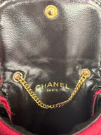 Chanel Mini Matelasse Chain Pouch Cotton Red Gold CC Auth 164298V