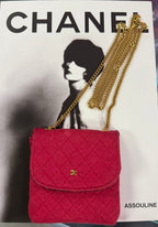 Chanel Mini Matelasse Chain Pouch Cotton Red Gold CC Auth 164298V