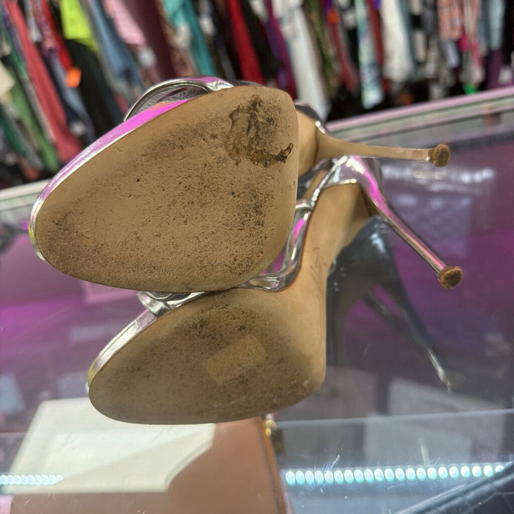 37/7 Giuseppe Zanotti Harmony Sandals In Metallic Leather