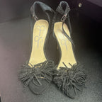 7 Jessica Simpson Jillari Peep Toe Rhinestone Fringe Ankle Strap Heel