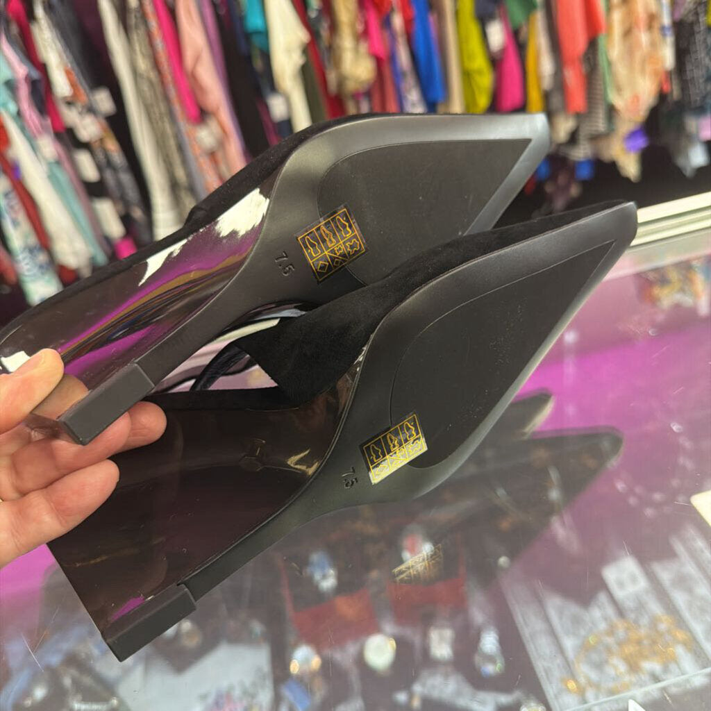 7.5 Jeffery Campbell Suede Pointed Slingback Wedge