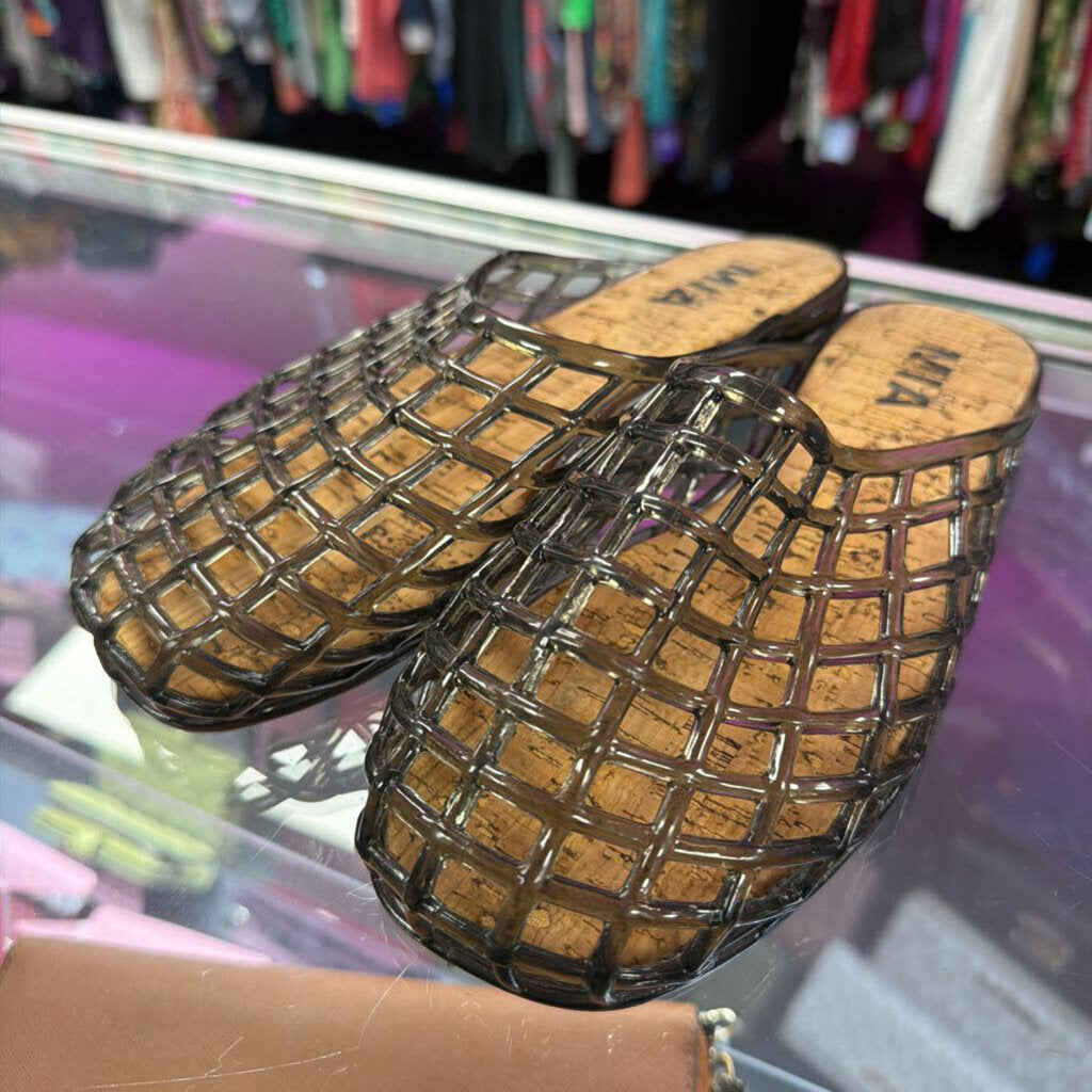 7 MIA Darby Jelly Clog Netted Flats PVC Cork