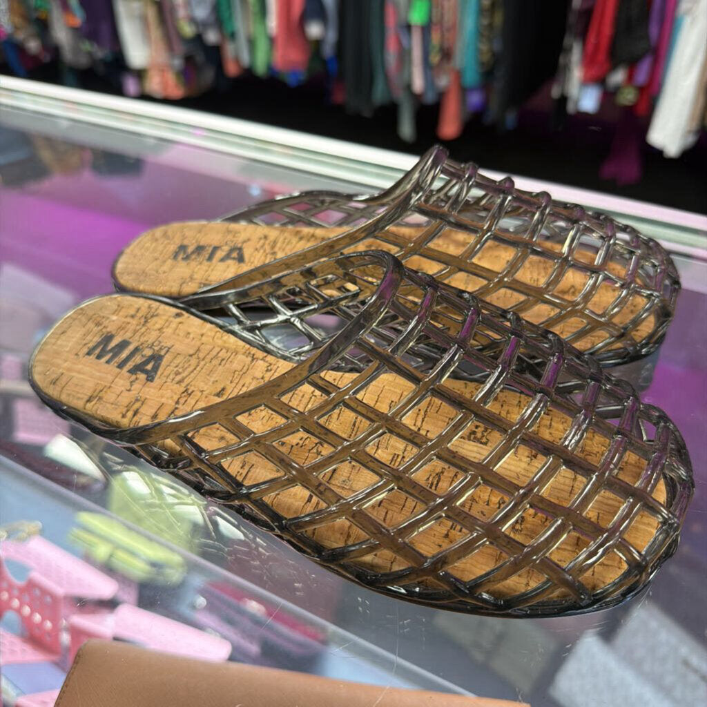 7 MIA Darby Jelly Clog Netted Flats PVC Cork