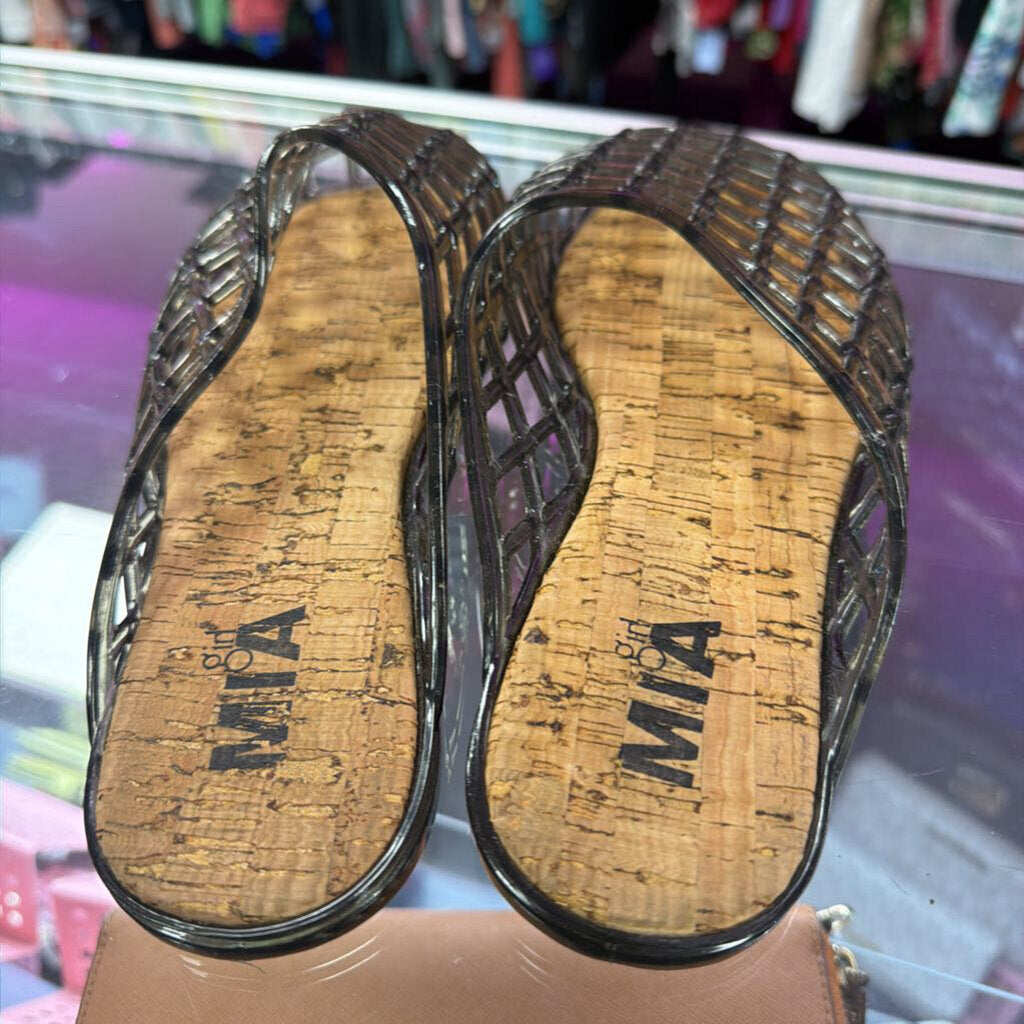 7 MIA Darby Jelly Clog Netted Flats PVC Cork