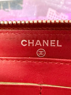 Chanel Matelasse Round Zipper Long Wallet Red Caviar Leather