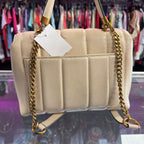 Tory Burch Kira Small Quilted Leather Top Handle Satchel Bag Cream