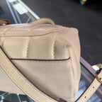 Tory Burch Kira Small Quilted Leather Top Handle Satchel Bag Cream