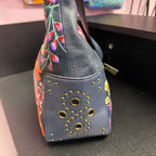 Anuschka Hand-Painted Leather Hobo Retro Bouquet Design Studded Detail