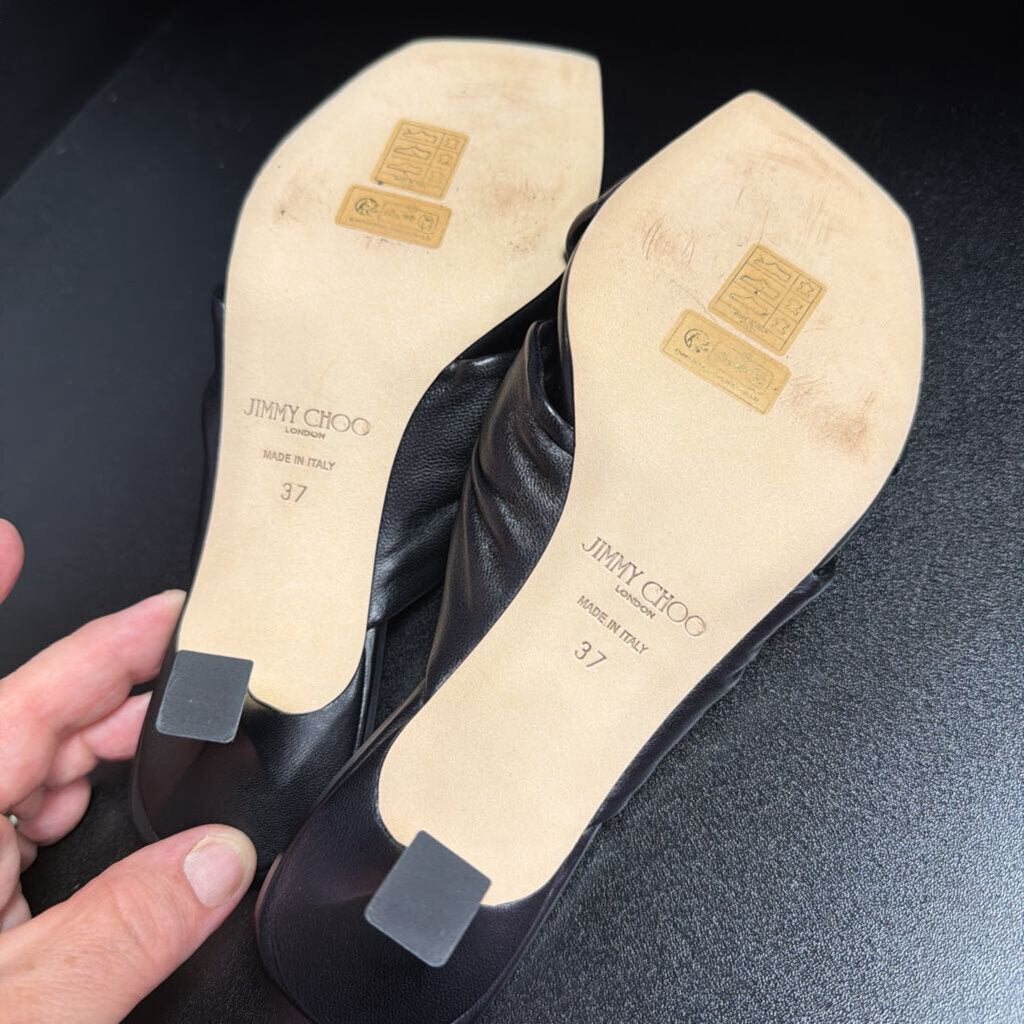 37/6 Jimmy Choo Avenue 85 Leather Mule Knot Detail