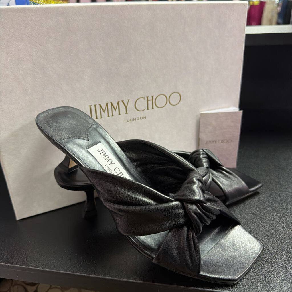 37/6 Jimmy Choo Avenue 85 Leather Mule Knot Detail