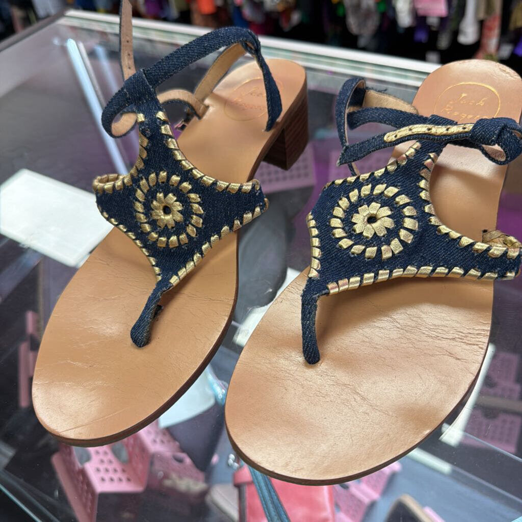 10 Jack Rogers Denim Gold Woven