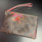 Coach Corner Zip Wristlet Medley Bouquet