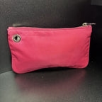 Prada Tessuto Nylon Black Wristlet Strap Clutch Pouch Bag Silver Hardware