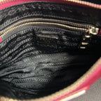 Prada Tessuto Nylon Black Wristlet Strap Clutch Pouch Bag Silver Hardware