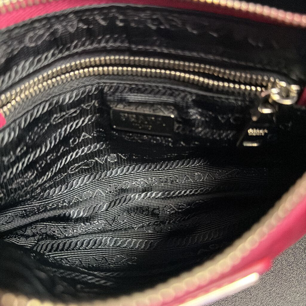 Prada Tessuto Nylon Black Wristlet Strap Clutch Pouch Bag Silver Hardware