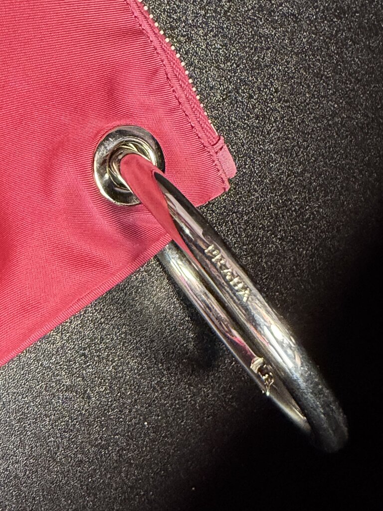 Prada Tessuto Nylon Black Wristlet Strap Clutch Pouch Bag Silver Hardware