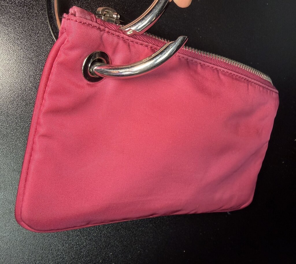 Prada Tessuto Nylon Black Wristlet Strap Clutch Pouch Bag Silver Hardware