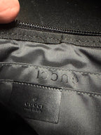 Gucci GUCCI second bag pouch Clutch Bag Strap Nylon Leather Black Zipper GG