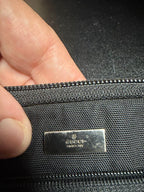 Gucci Pouch/Clutch Bag Strap Nylon Leather Black Zipper GG