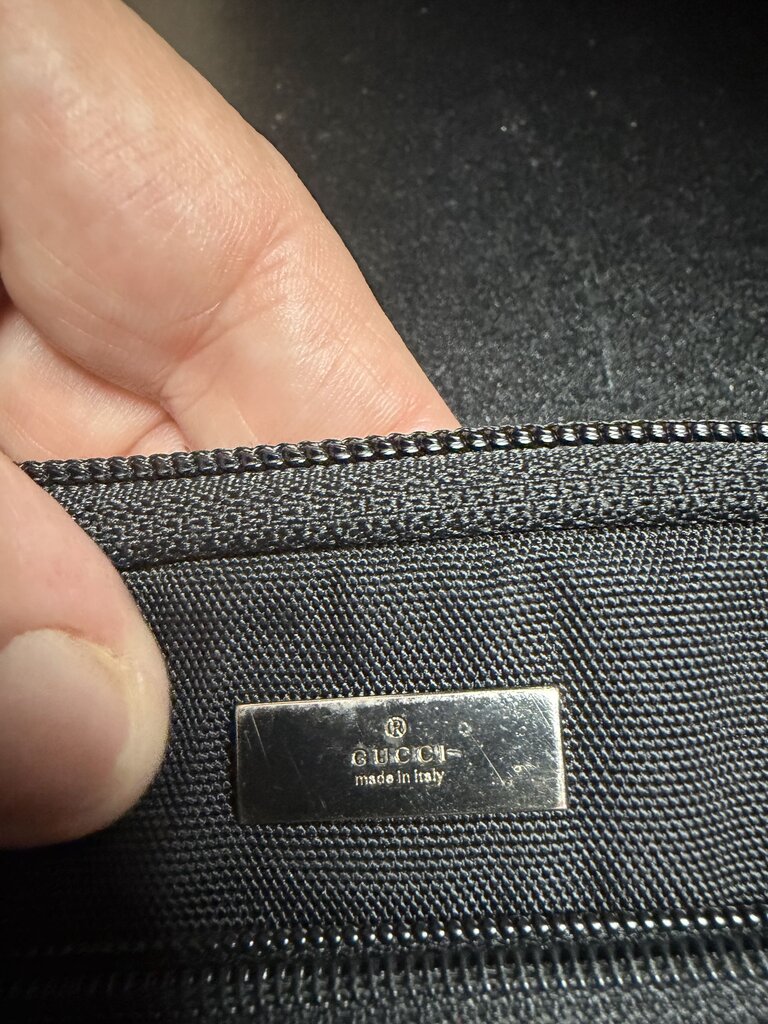 Gucci Pouch/Clutch Bag Strap Nylon Leather Black Zipper GG