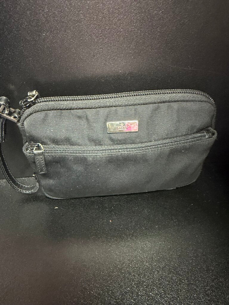Gucci Pouch/Clutch Bag Strap Nylon Leather Black Zipper GG